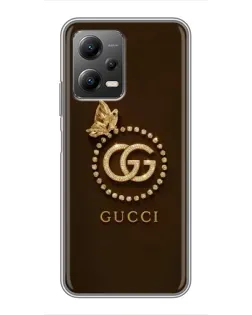 Чехол для Xiaomi POCO X5 (5G) с картинкой «Gucci — золотая бабочка» Чехол для Xiaomi POCO X5 (5G) с картинкой «Gucci — золотая бабочка»