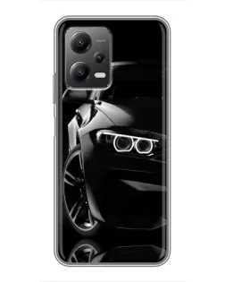 Чехол для Xiaomi POCO X5 (5G) с картинкой «Черная BMW — профиль»