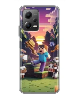 Чехол для Xiaomi POCO X5 (5G) с картинкой «Стив на ферме»