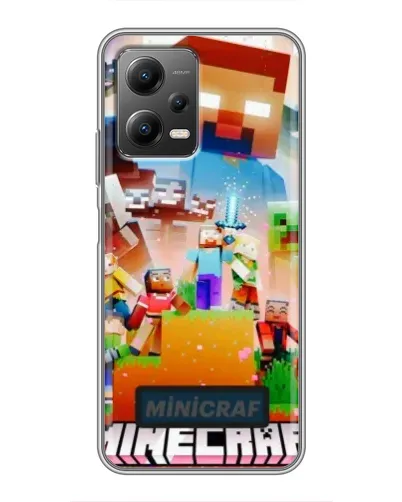 Чехол для Xiaomi POCO X5 (5G) с картинкой «Minecraft герои игры»