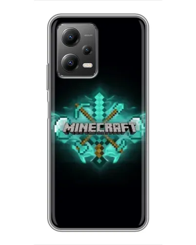 Чехол для Xiaomi POCO X5 (5G) с картинкой «Minecraft Diamond лого»
