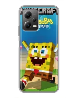 Чехол для Xiaomi POCO X5 (5G) с картинкой «Губка Боб Minecraft»