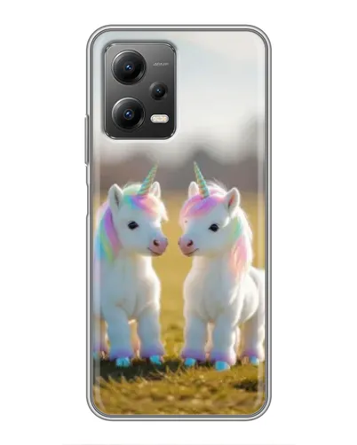 Чехол для Xiaomi POCO X5 (5G) с картинкой «Пара единорогов»