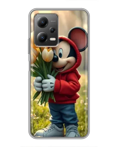 Чехол для Xiaomi POCO X5 (5G) с картинкой «Микки с тюльпанами»