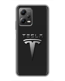 Чохол для Xiaomi POCO X5 (5G) з картинкою «Сталевий логотип Tesla» Чохол для Xiaomi POCO X5 (5G) з картинкою «Сталевий логотип Tesla»