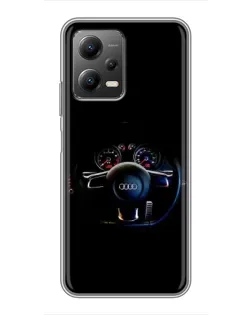 Чехол для Xiaomi POCO X5 (5G) с картинкой «Салон Audi — руль»