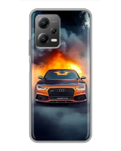 Чехол для Xiaomi POCO X5 (5G) с картинкой «Audi в огненном дыму»
