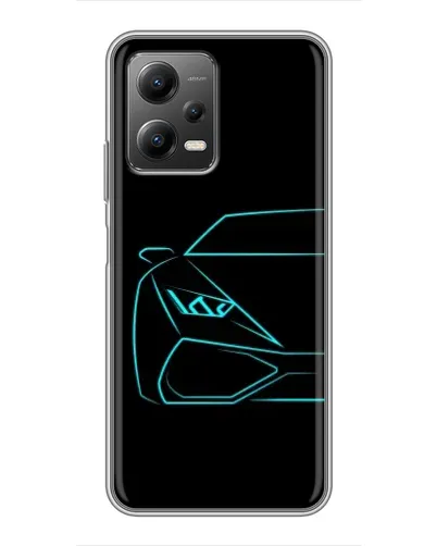 Чехол для Xiaomi POCO X5 (5G) с картинкой «Голубой силуэт Lamborghini»