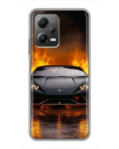 Чехол для Xiaomi POCO X5 (5G) с картинкой «Lamborghini в огне»