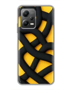 Чехол для Xiaomi POCO X5 (5G) с картинкой «Черное желтое переплетение»