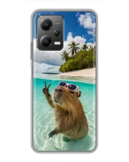 Чохол для Xiaomi POCO X5 (5G) з картинкою «Капібара на морі»