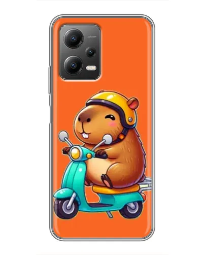 Чехол для Xiaomi POCO X5 (5G) с картинкой «Капибара на скутере»