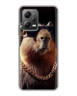 Чохол для Xiaomi POCO X5 (5G) з картинкою «Капібара золотий ланцюг»