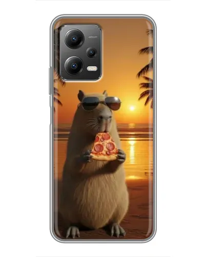 Чехол для Xiaomi POCO X5 (5G) с картинкой «Капибара с пиццей»