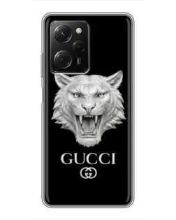 Чехол для Xiaomi POCO X5 Pro (5G) с картинкой «Gucci — серебряный лев» Чехол для Xiaomi POCO X5 Pro (5G) с картинкой «Gucci — серебряный лев»