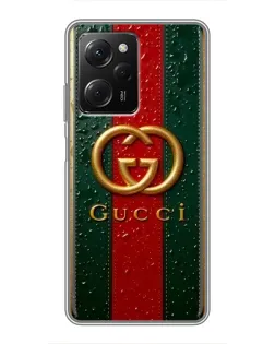 Чехол для Xiaomi POCO X5 Pro (5G) с картинкой «Gucci — фирменная полоса и золото» Чехол для Xiaomi POCO X5 Pro (5G) с картинкой «Gucci — фирменная полоса и золото»