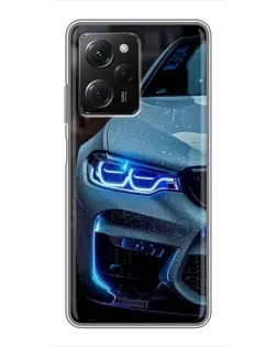 Чехол для Xiaomi POCO X5 Pro (5G) с картинкой «Взгляд BMW с синими фарами»