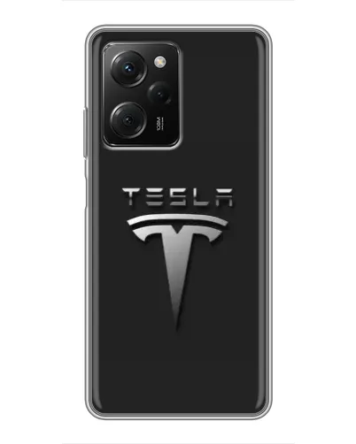 Чехол для Xiaomi POCO X5 Pro (5G) с картинкой «Стальной логотип Tesla» Чехол для Xiaomi POCO X5 Pro (5G) с картинкой «Стальной логотип Tesla»
