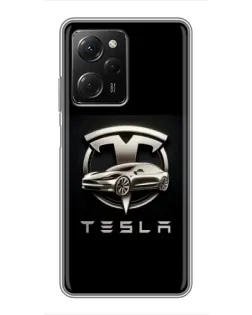Чехол для Xiaomi POCO X5 Pro (5G) с картинкой «Tesla — серебристое авто» Чехол для Xiaomi POCO X5 Pro (5G) с картинкой «Tesla — серебристое авто»
