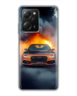 Чехол для Xiaomi POCO X5 Pro (5G) с картинкой «Audi в огненном дыму» Чехол для Xiaomi POCO X5 Pro (5G) с картинкой «Audi в огненном дыму»