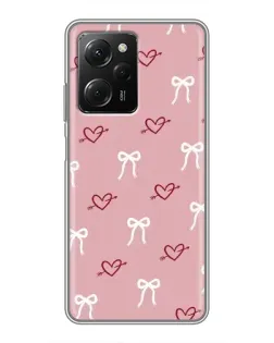 Чехол для Xiaomi POCO X5 Pro (5G) с картинкой «Сердца и банты»