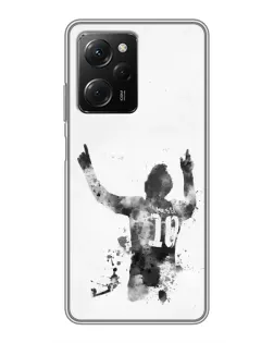 Чохол для Xiaomi POCO X5 Pro (5G) з картинкою «Чорно-білий силует Мессі»