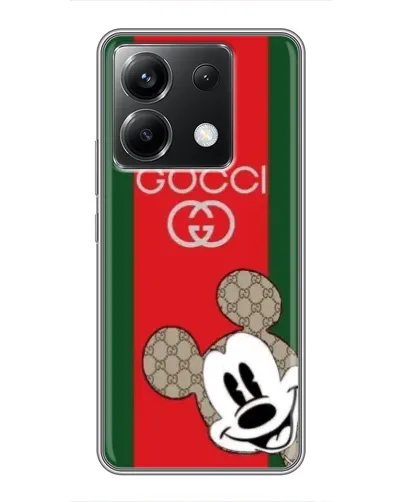 Чехол для Xiaomi POCO X6 5G с картинкой «Gucci — полосы и Микки»