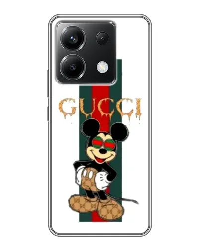 Чехол для Xiaomi POCO X6 5G с картинкой «Микки Маус Gucci — полосы»