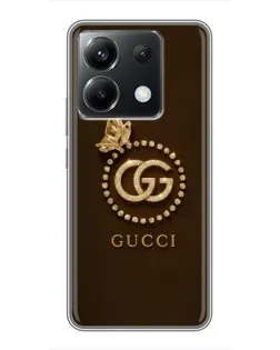 Чехол для Xiaomi POCO X6 5G с картинкой «Gucci — золотая бабочка»