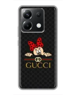 Чехол для Xiaomi POCO X6 5G с картинкой «Минни Маус Gucci — черный»