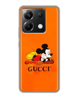 Чехол для Xiaomi POCO X6 5G с картинкой «Микки Маус Gucci — оранж»