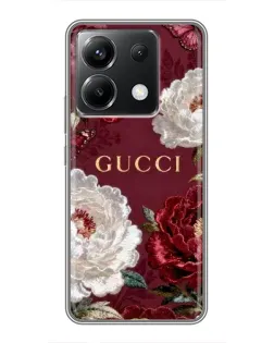 Чехол для Xiaomi POCO X6 5G с картинкой «Gucci — бордовые розы»