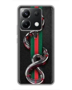 Чехол для Xiaomi POCO X6 5G с картинкой «Gucci — змея на полосе»