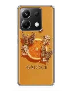 Чехол для Xiaomi POCO X6 5G с картинкой «Gucci — золотые бабочки»