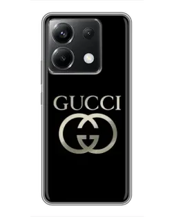 Чехол для Xiaomi POCO X6 5G с картинкой «Gucci — золото на черном»