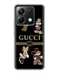 Чехол для Xiaomi POCO X6 5G с картинкой «Gucci — герои Disney и монограмма»