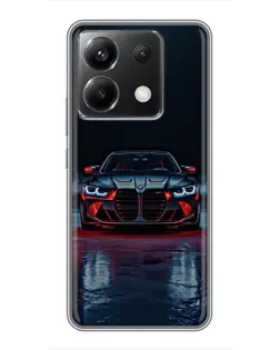 Чехол для Xiaomi POCO X6 5G с картинкой «BMW на мокрой дороге»