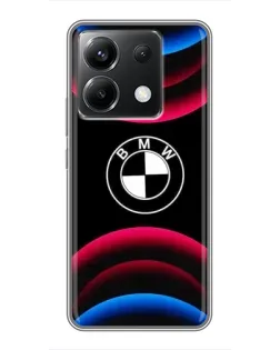 Чехол для Xiaomi POCO X6 5G с картинкой «Логотип BMW и неоновые дуги»