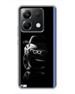 Чехол для Xiaomi POCO X6 5G с картинкой «Силуэт BMW в темноте»
