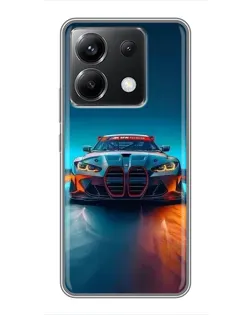 Чехол для Xiaomi POCO X6 5G с картинкой «BMW — огни неона»
