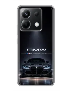 Чехол для Xiaomi POCO X6 5G с картинкой «BMW сквозь ночной город»