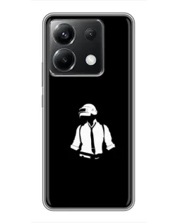 Чехол для Xiaomi POCO X6 5G с картинкой «PUBG — белый шлем»