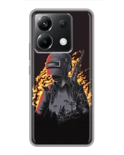 Чехол для Xiaomi POCO X6 5G с картинкой «PUBG — огненный силуэт»
