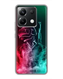 Чехол для Xiaomi POCO X6 5G с картинкой «PUBG — огненный воин»