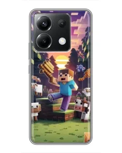 Чехол для Xiaomi POCO X6 5G с картинкой «Стив на ферме»