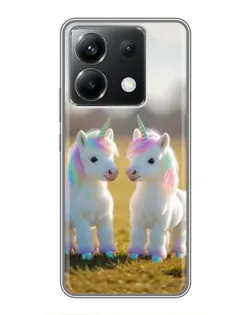 Чехол для Xiaomi POCO X6 5G с картинкой «Пара единорогов»