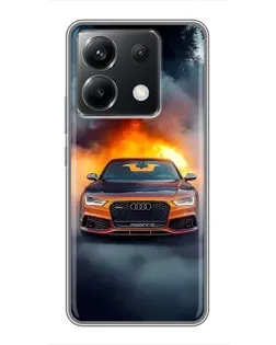 Чехол для Xiaomi POCO X6 5G с картинкой «Audi в огненном дыму» Чехол для Xiaomi POCO X6 5G с картинкой «Audi в огненном дыму»