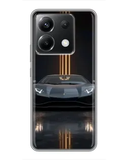 Чехол для Xiaomi POCO X6 5G с картинкой «Lamborghini золотые линии»