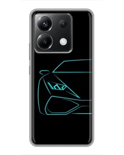 Чехол для Xiaomi POCO X6 5G с картинкой «Голубой силуэт Lamborghini» Чехол для Xiaomi POCO X6 5G с картинкой «Голубой силуэт Lamborghini»