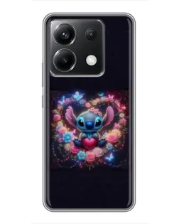 Чехол для Xiaomi POCO X6 5G с картинкой «Stitch в цветах»